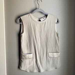 GOLDEN GOOSE Women’s SHELL TOP IN 100% SILK GEORGETTE, Grey, XS.